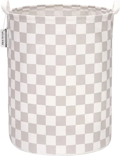 Miniatura 16 de Sea Team. - Cesta grande de 19.7 pulgadas, con recubrimiento impermeable, textil de algodón ramio, plegable, cesta para lavandería, cesta cilíndrica