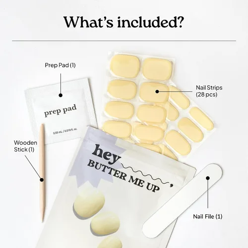 Miniatura 4 de Heyhae Tiras de uñas de gel semicuradas, no necesita lámpara LED, sólidas, amarillas, fáciles de aplicar y quitar, calidad de salón Incluye 28