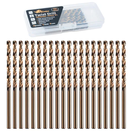 Miniatura 14 de (20PCS) Broca de cobalto de 1/8", brocas de metal HSS M35 para acero, acero inoxidable, hierro fundido, plástico duro y madera