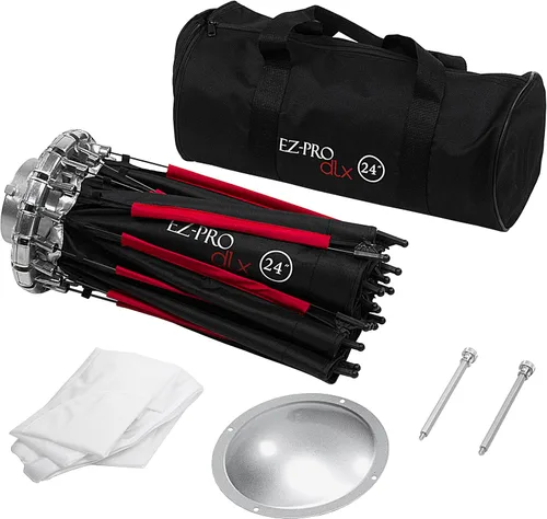 Fotodiox EZ-Pro DLX - Plato de belleza plegable de 24 pulgadas y combinación de caja de luz con inserto Bowens y rejilla, interior reflectante