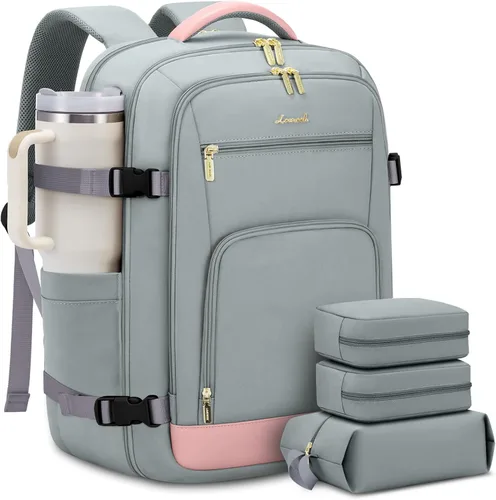 Miniatura 44 de LOVEVOOK Mochila de viaje para mujer y hombre, Beige, Mochilas de viaje
