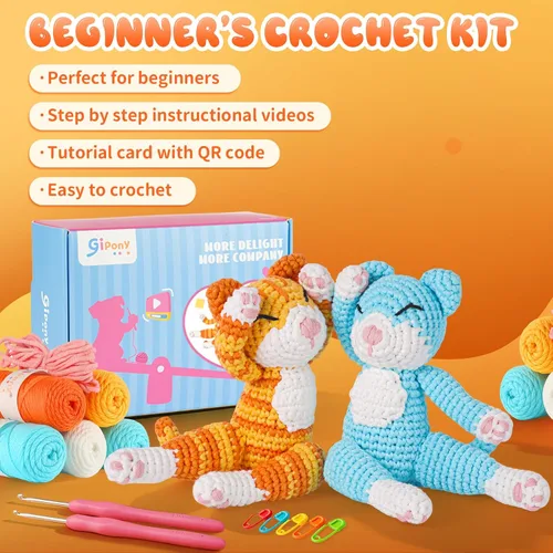 Miniatura 5 de Gipony Crochet Kit for Beginners Animal,Crochet Animal Kits,Crocheting Kit for Starters,Learn to Crochet with Step-by-Step Video Tutorials,Beginner