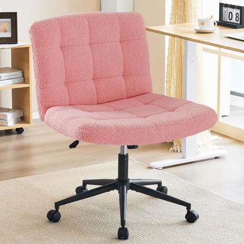 Miniatura 8 de Furnimart Silla de escritorio giratoria de 360° con cruz cruzada, cojín extra grueso, silla de felpilla de alta calidad con patas cruzadas