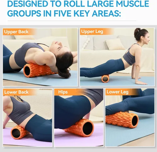 Miniatura 5 de Rodillo de espuma, masajeador de tejido profundo de 15 pulgadas para masaje muscular, liberación de puntos gatillo miofascial, ejercicio, yoga