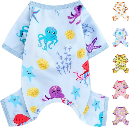 Miniatura 12 de Pijamas para perros, ropa suave y elástica para perros pequeños, hembras y niños, tamaño mediano, ropa para cachorros, ropa para cachorros, mameluco