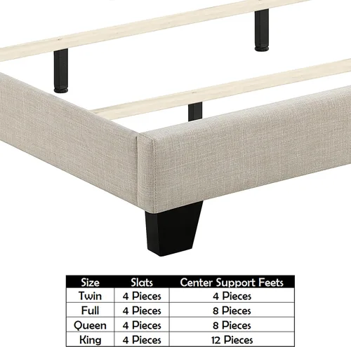Miniatura 6 de Rosevera Corrine - Base de cama tapizada con cabecero acolchado con botones, cabecera ajustable, cabecera enrollada, soporte de listones de madera