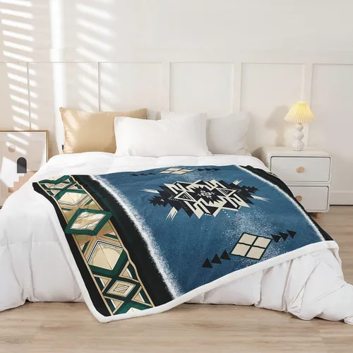 Miniatura 2 de Manfei Manta azteca nativa americana para decoración de habitación de niños y niñas, manta retro tribal geométrica bohemia para sofá, manta de forro