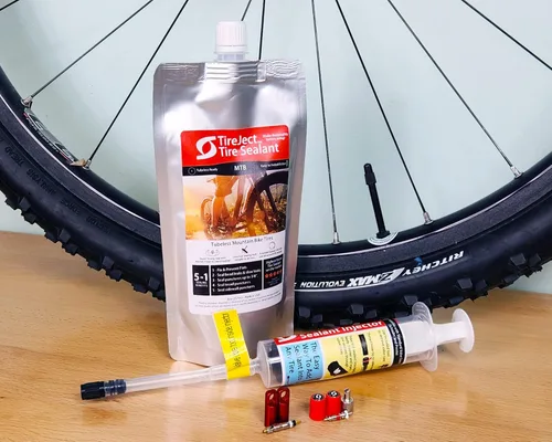 Miniatura 5 de TireJect Kit de sellador de neumáticos para bicicleta de montaña (MTB) - Protección de neumáticos planos sin cámara y sin cámara - Sello