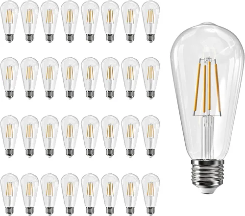 Miniatura 55 de Jensense Bombillas LED Edison E26, 60 vatios equivalentes, bombillas regulables, 2300 K, luz blanca cálida (cristal ámbar), estilo vintage