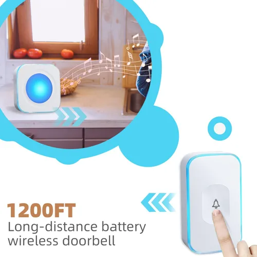 Miniatura 2 de Timbre inalámbrico con pilas, 36 tonos de llamada, 4 volúmenes, timbres inalámbricos para el hogar con 1 botón de timbre de puerta y 1 receptor 1