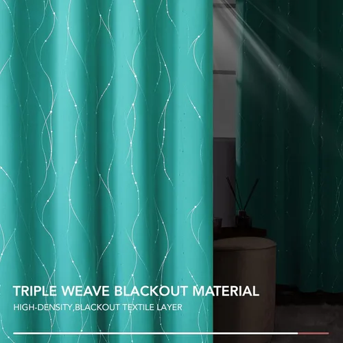 Miniatura 5 de Deconovo Cortinas blackout para ventana grande, 108 pulgadas de largo, con reducción de ruido, patrón de líneas onduladas y puntos
