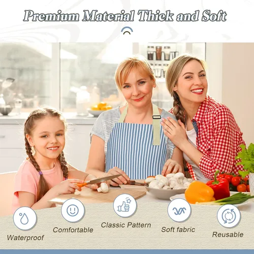 Miniatura 7 de ATROPOS Paquete de 2 delantales para mujer con bolsillos, delantales de cocina impermeables para mujer, delantales ajustables para chef, delantales