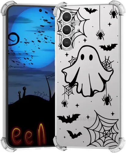 Miniatura 36 de Funda de Halloween para Google Pixel 6A transparente con diseños de murciélagos fantasmas, funda para teléfono para niñas, elegante, delgada, a