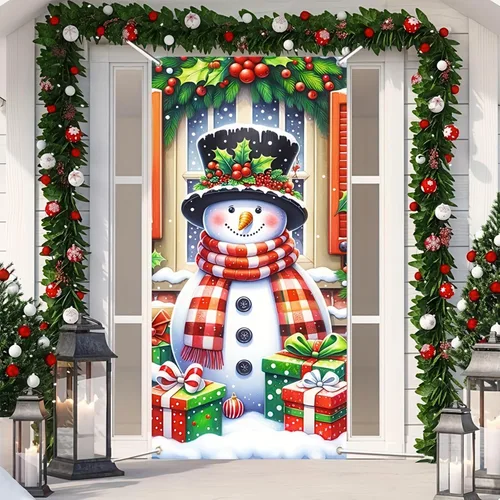 Miniatura 8 de Cartel de porche con decoración de cachorro de Navidad, trío festivo, Schnauzers en suéteres navideños, perfecto para interiores y exteriores