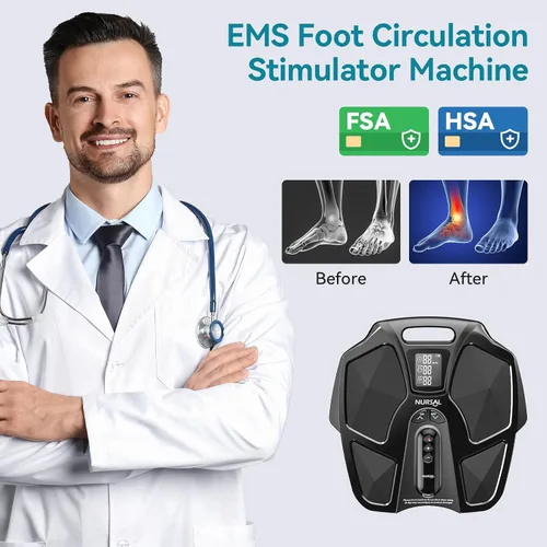 Miniatura 3 de NURSAL Masajeador de pies EMS para neuropatía, estimulador muscular eléctrico para circulación de pies y piernas, unidad TENS para pies con 6