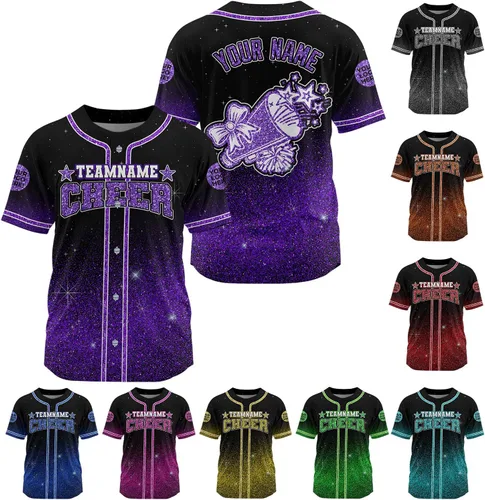 Miniatura 21 de Camiseta de béisbol de uniforme de animadora personalizada, camiseta de animadora para niñas, mujeres, jóvenes, niños, camiseta con purpurina