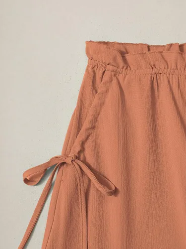 Miniatura 5 de BAVADER Conjunto de ropa para niña, 2 piezas, con cuello cuadrado, manga abombada, pantalones cortos con bolsillo con cordón para verano