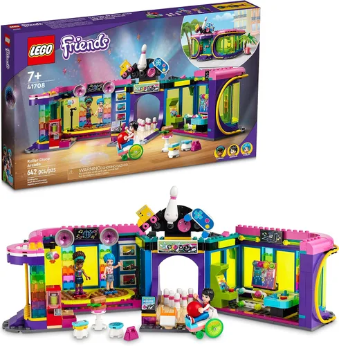 Miniatura 7 de LEGO Friends Roller Disco Arcade Set 41708, juego de bolos de juguete, mini muñeca Andrea incluida, idea de regalo de cumpleaños para niños, niñas