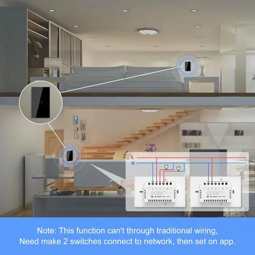 Miniatura 6 de Interruptor de luz de pared inteligente WiFi, estándar estadounidense, control de voz, panel de vidrio templado, interruptores táctiles Wi-Fi de 2.4