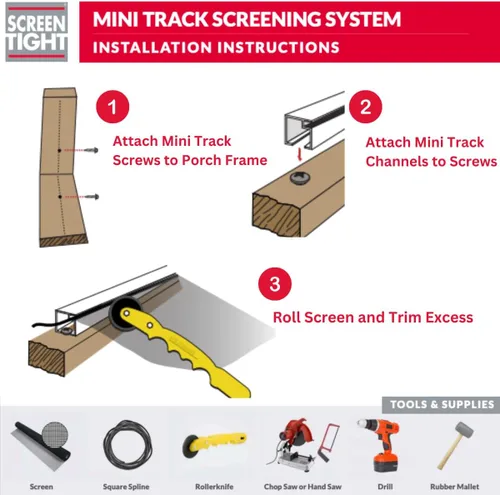 Miniatura 7 de Sistema de Malla para Porche Mini Track - Kit de Porche con Malla de 96 Pulgadas para Bricolaje para Instalación Fácil de Cerramiento de Pantalla