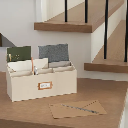 Miniatura 3 de KIBAGA Elegante organizador de correo de lino para tu encimera: organiza fácilmente bolígrafos, correo y más en espaciosos compartimentos