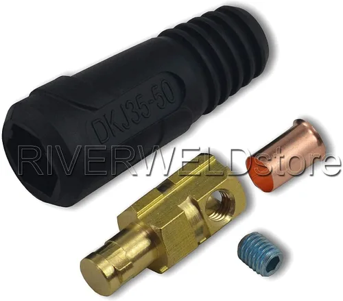Miniatura 4 de RIVERWELD TIG Cable de soldadura Panel Conector Plug DKJ35-50 315Amp con color rojo y negro Dinse-Style Quick Fitting 4pcs