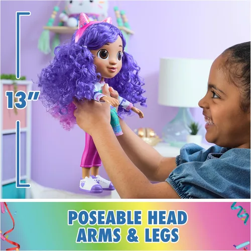 Miniatura 4 de Gabby's Dollhouse DreamWorks, muñeca Gabby Girl de 13 pulgadas de alto con efectos de sonido y orejas de gato reversibles, juguetes para niños