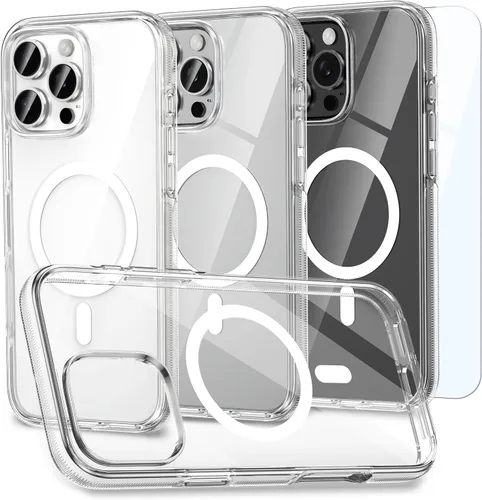 Miniatura 23 de MILPROX Compatible con iPhone 16 Pro Funda – con protector de pantalla – Compatible con MagSafe – Diseño magnético claro transparente – Que no se