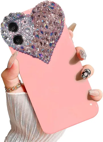 Miniatura 14 de Bonita funda para iPhone 11 con purpurina 3D para mujeres y niñas, bonita funda transparente con diamantes de imitación y diamantes de imitación