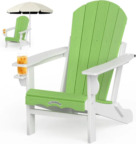 Miniatura 10 de Silla Adirondack plegable – Silla de patio Adirondack reciclable de polietileno de alta densidad para exteriores con soporte para tazas, textura