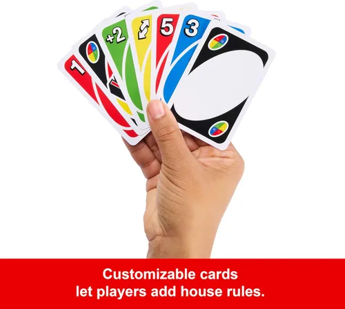 Miniatura 6 de Mattel Games Juego de cartas UNO para niños, adultos y noches y fiestas familiares, viajes y vacaciones, baraja accesible y personalizable