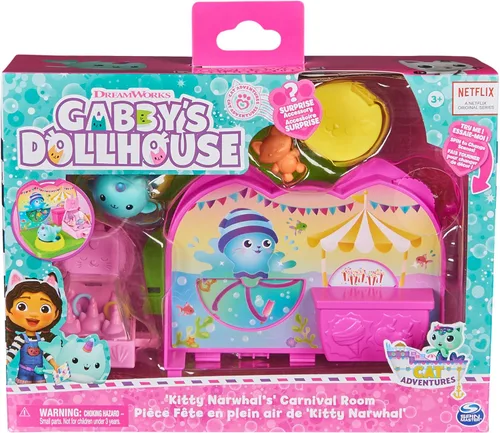 Miniatura 2 de Spin Master Gabby's Dollhouse Sala de Carnaval de Kitty Narval, con figura de juguete, juguetes sorpresa y muebles de casa de muñecas, juguetes