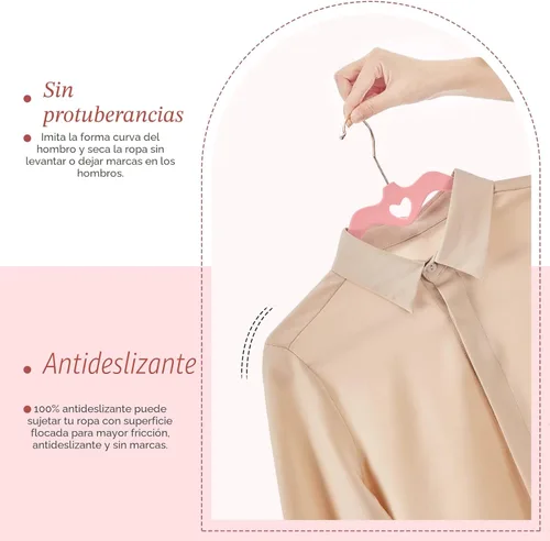 Miniatura 3 de HOUSE DAY - Paquete de 60 perchas de terciopelo rosa antideslizantes con forro de fieltro, perchas de terciopelo resistentes, lindo gancho