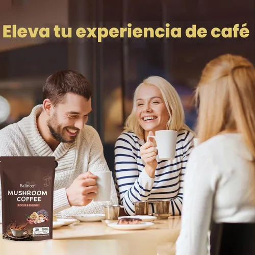 Miniatura 8 de Café de hongos, 6 hongos adaptogénicos (melena de león, cordyceps, cola de pavo y otros) mezclados con café instantáneo de primera calidad
