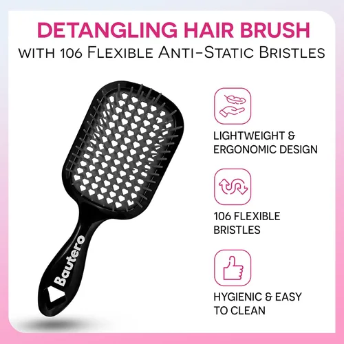 Miniatura 2 de Bautero Cepillo desenredante para cabello grueso y rizado, desenredante sin dolor para cabello natural enrollado 4C, reduce la rotura y el Juni