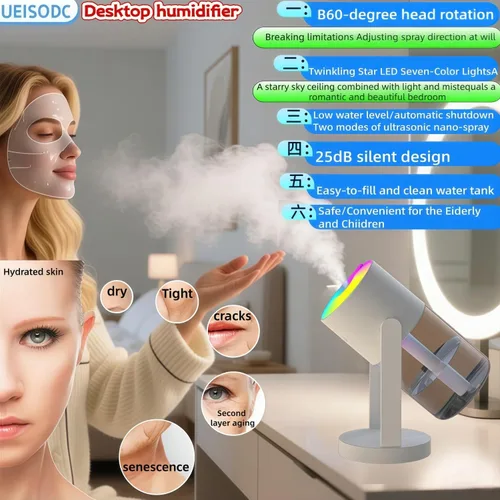 Miniatura 2 de UEISODC humidificador de dormitorio, humidificador USB de escritorio, ambientador de coche, alivia la piel apretada, tos, congestión nasal, alergias
