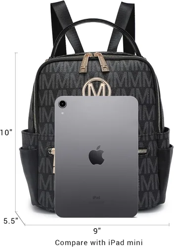 Miniatura 6 de MKP - Mochila pequeña para mujer y mujer, con múltiples bolsillos, con bolsillo frontal con cremallera, Negro -, Mochilas Daypack