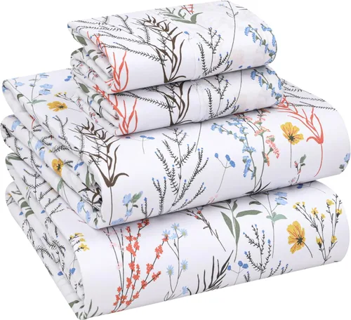 Miniatura 54 de RUVANTI Juego de sábanas divididas tamaño King de 100 % algodón para cama ajustable, 5 piezas, ropa de cama de tejido de percal suave y Guisante