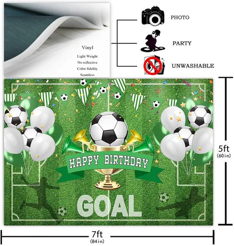Miniatura 2 de Avezano Fondos de fiesta de fútbol para decoración de fiestas temáticas de fútbol, feliz cumpleaños, fondo de fotos para niños, suministros