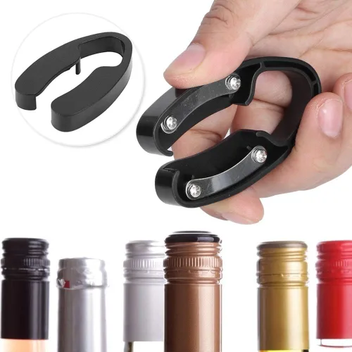 Miniatura 3 de Fdit Abridor de botellas de vino fácil cortador de papel de hoja para botellas de vino abrebotellas de estaño (negro))