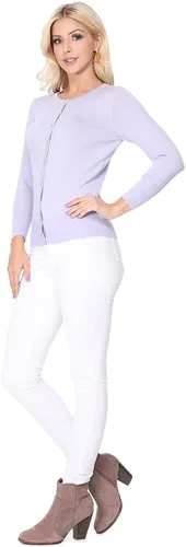 Miniatura 6 de YEMAK suéter de punto con cuello redondo y mangas 34 para mujer (S-3X)