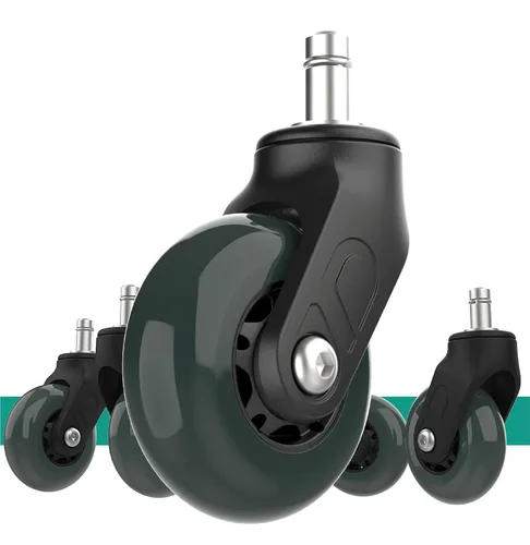 Miniatura 8 de Riantwheel - Ruedas de goma de repuesto para sillas de oficina, para suelos de madera dura y alfombras, juego de 5, ruedas para silla de oficina