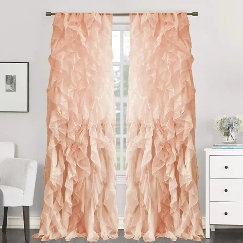 Miniatura 5 de Sweet Home Collection Paquete de 2 Paneles de Ventana Cortinas de Gasa Transparente con Volantes Verticales en Cascada Gris