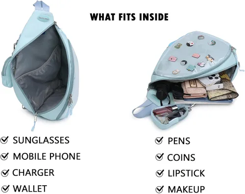 Miniatura 5 de Bolsa Oxford Ita Kawaii con Pin de visualización, mochila de pecho, mochila de un solo hombro, mochila deportiva, mochila para senderismo, mochila