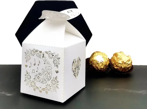 Miniatura 2 de the love 46 cajas de recuerdos de boda, flores cortadas con láser, flores y mariposas de pavo real, paloma, cantar, caja de chocolate creativa