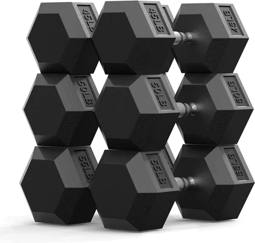 Miniatura 11 de PAPABABE Juego de mancuernas, mancuernas de gimnasio en casa con revestimiento de goma, mancuernas para mujeres y hombres, pesas de mano