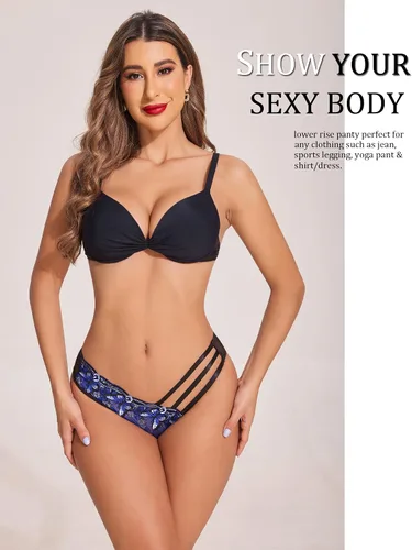Miniatura 6 de Avidlove Bragas sexy para mujer, paquete de bragas de malla bordadas con mariposa