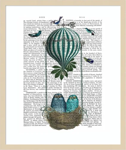 Miniatura 14 de Amanti Art Fab Funky - Póster enmarcado para pared, diseño de nido de globo de búho de 24 x 20 pulgadas, arte de pared de animales, decoración