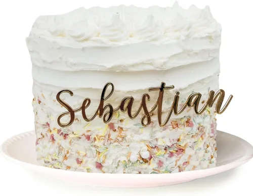 Placa de nombre para pastel personalizada | Nombre de decoración de pastel personalizado para fiesta de cumpleaños, ducha, boda | Más de 40 opciones
