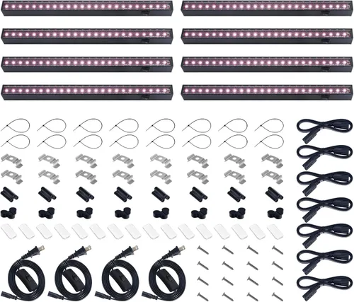 Miniatura 16 de Barrina Luces de crecimiento T5, lámpara de crecimiento de 1 pie para plantas de interior de espectro completo, bombillas LED de cobertura negra